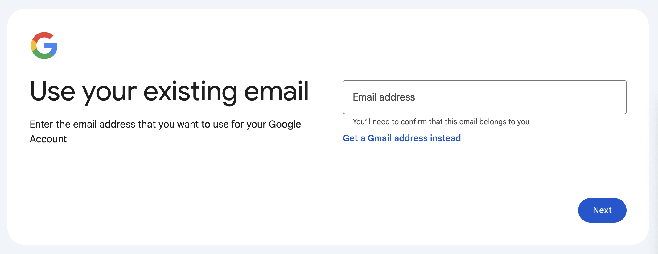 Sign up for a Google Account without Gmail