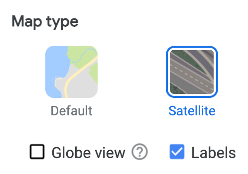 Opsi jenis peta di Google Maps