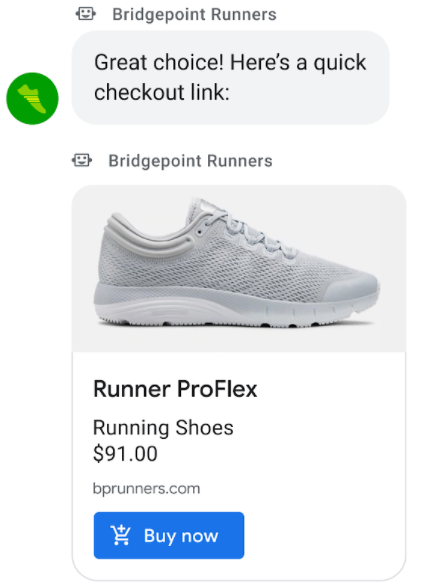 Single card showing a shoe with pricing and Buy now button