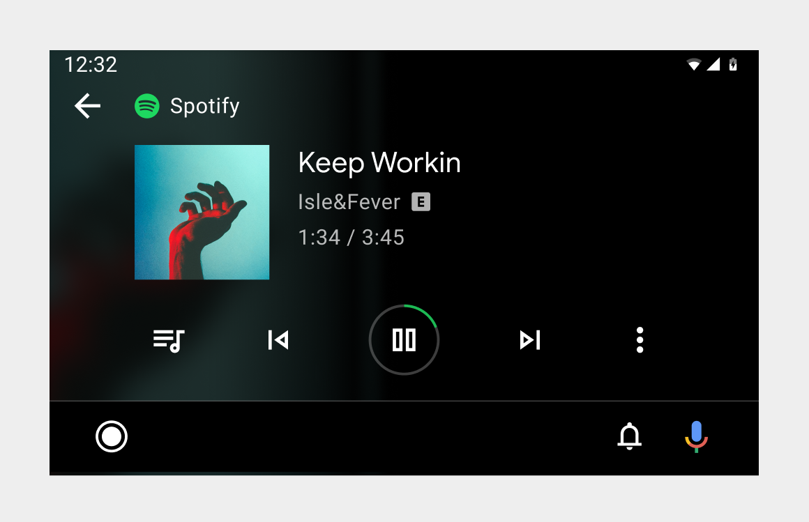 Capture d'écran de la vue de lecture d'un titre en cours de lecture