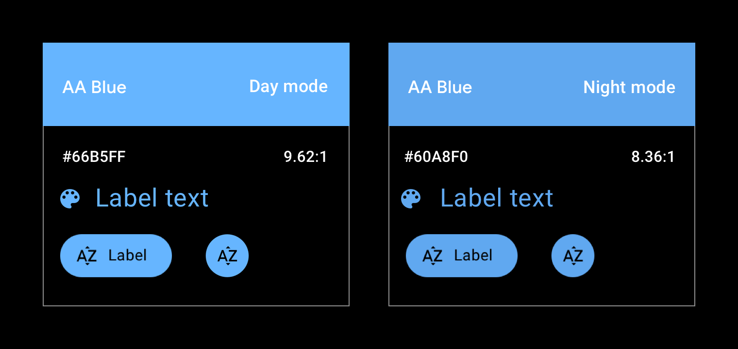 Exemple de couleurs d'accentuation de voiture bleue