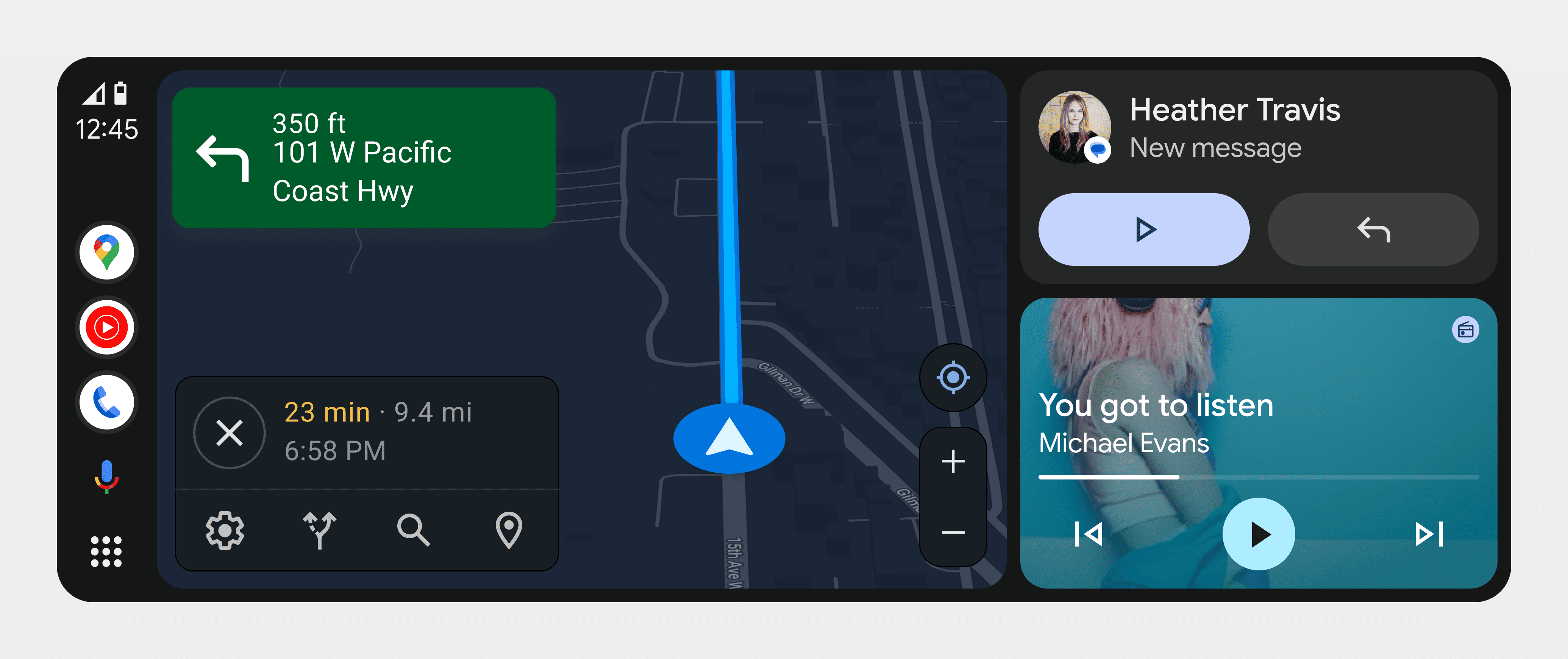 Music app allowing preview of the message