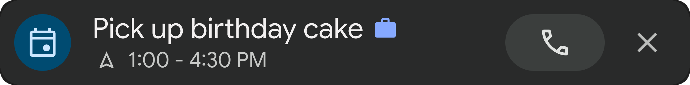 Tarjeta de notificación de recordatorio