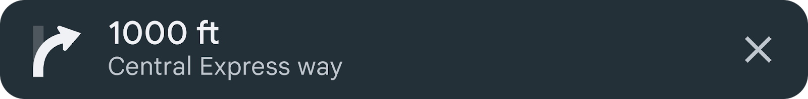 Notifica di navigazione che informa l'utente di una svolta a destra tra 60 metri