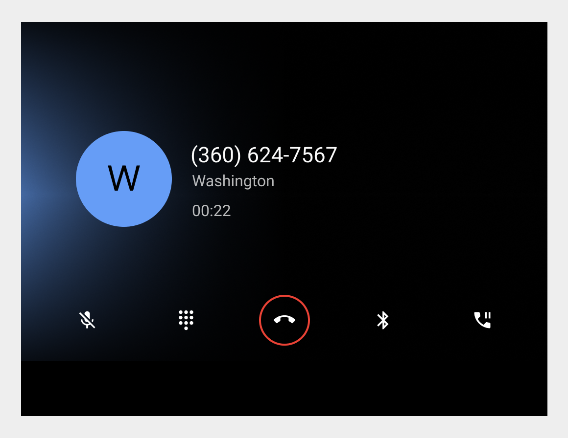 Anrufbildschirm mit unbekanntem Kontakt