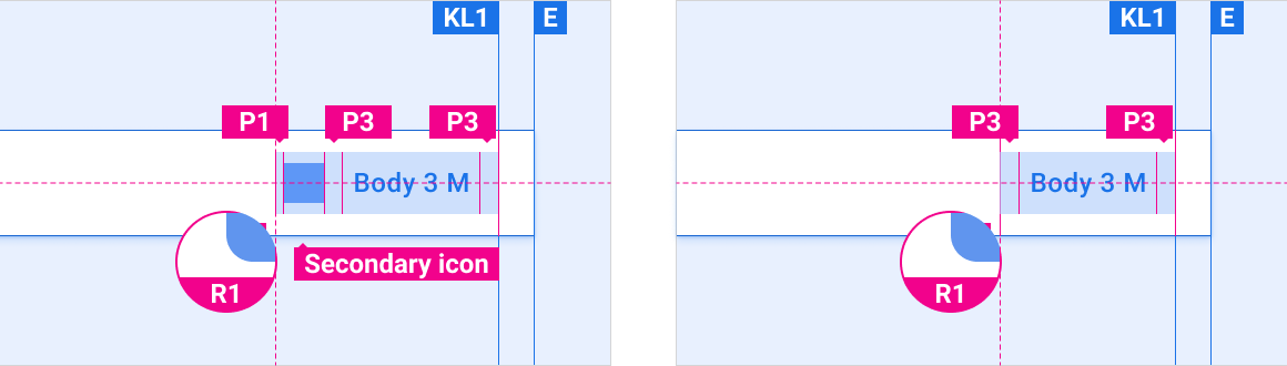 I pulsanti possono includere icone. Se incluse, le icone in genere vengono visualizzate a sinistra del testo del pulsante.