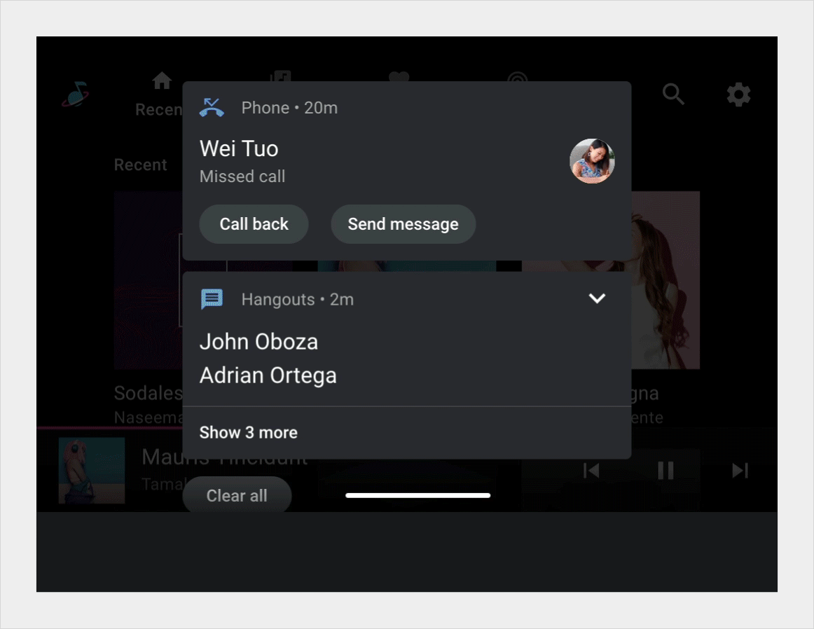 Video of Notification Center overlay being dismissed by tapping on the outside edges