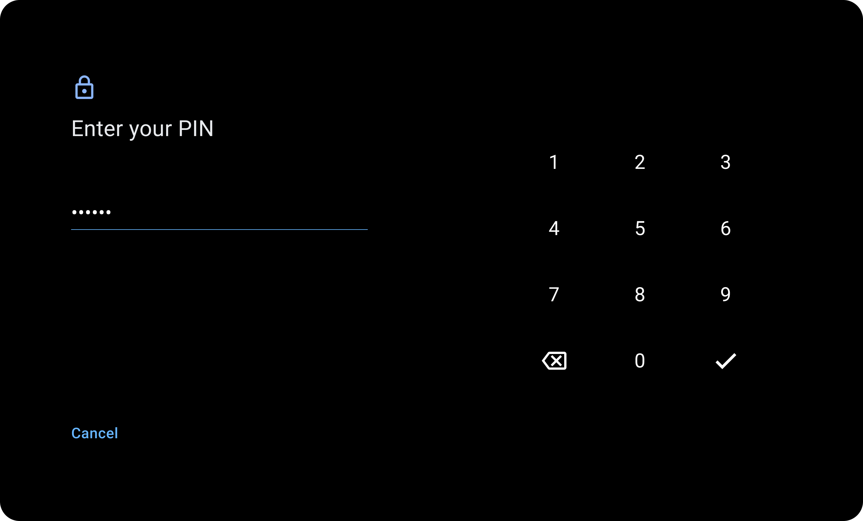 Entrada do código PIN