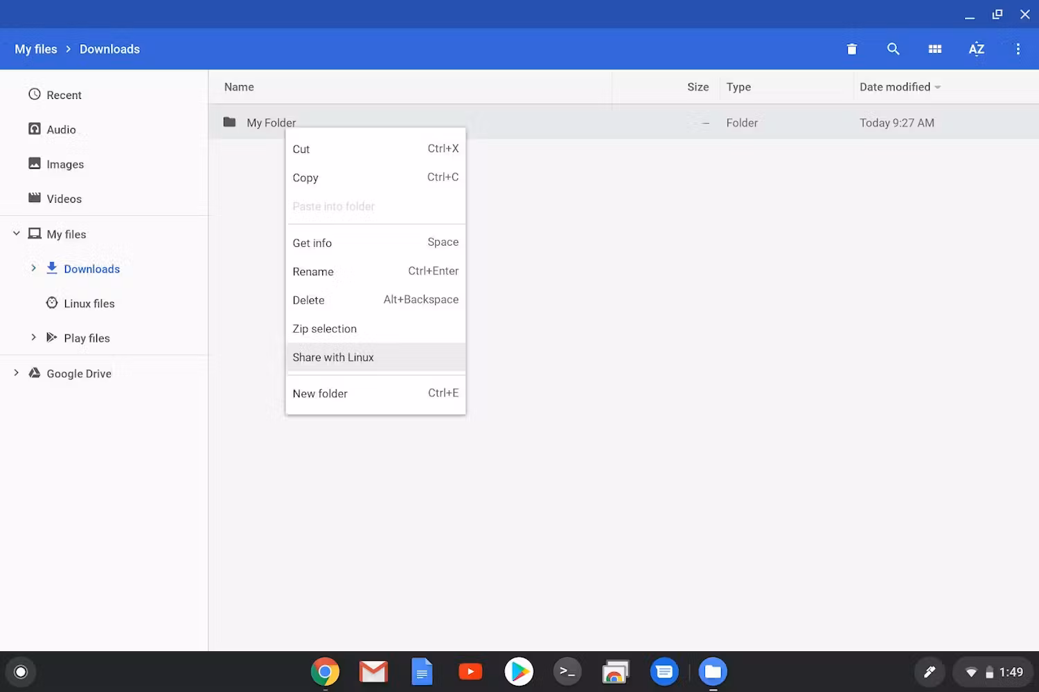 Right click on a directory to select 