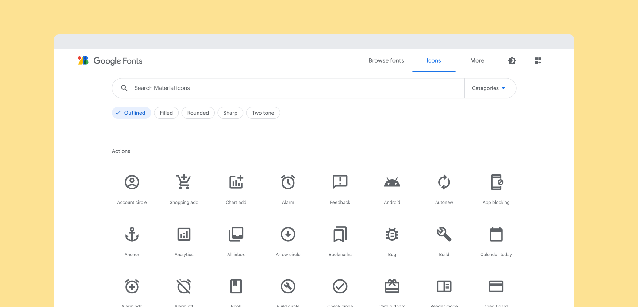 Material Icons Guide | Google Fonts | Google Developers