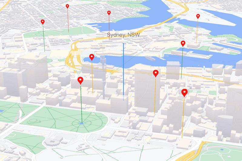 Éléments géographiques WebGL sur la carte : JavaScript