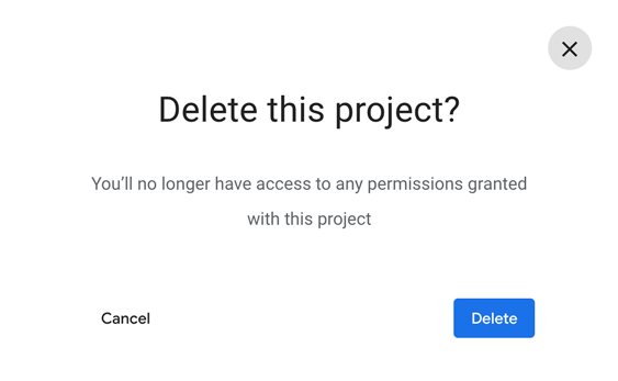 Excluir o projeto do Acesso ao dispositivo