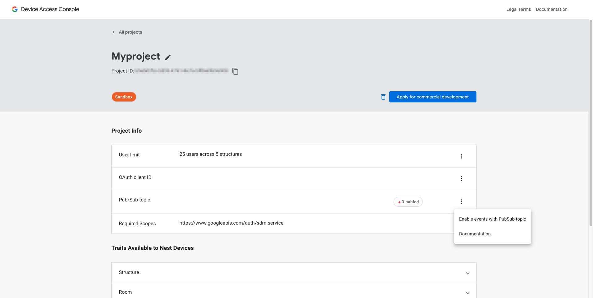 معلومات مشروع Device Access