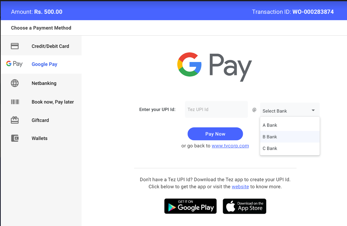 Pay with Google pay