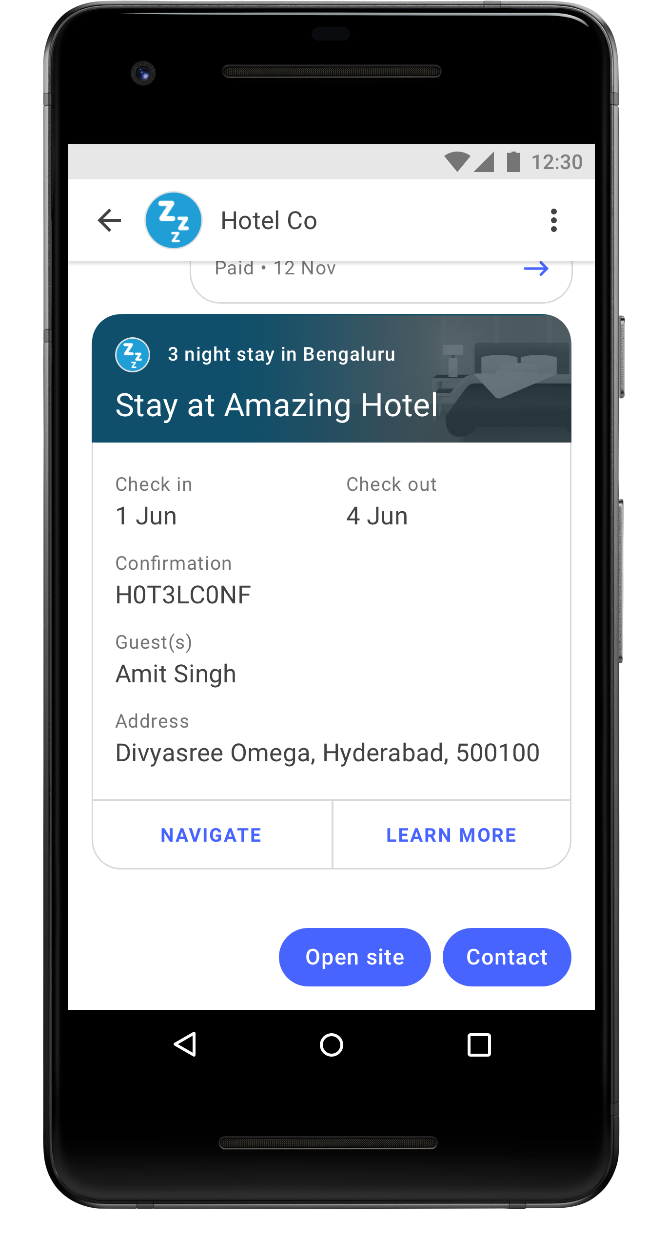 Hotel reservation