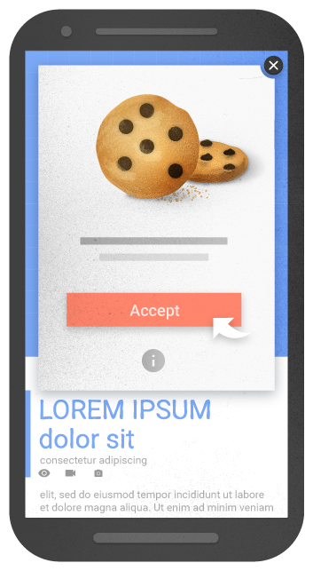 An example of an interstitial for cookie usage