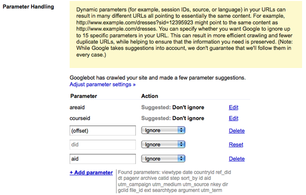 Captura de tela da Ferramenta de parâmetros de URL no lançamento
