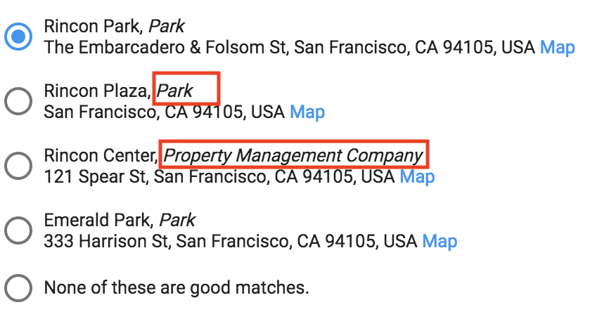 UI ของเครื่องมือจับคู่จะแสดงหมวดหมู่ผู้ขายด้วยแบบอักษรเอียง