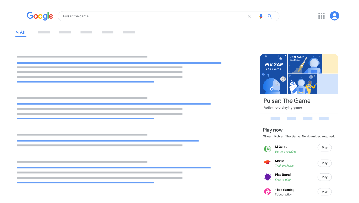 Immagine delle azioni di Play Giochi su un computer
