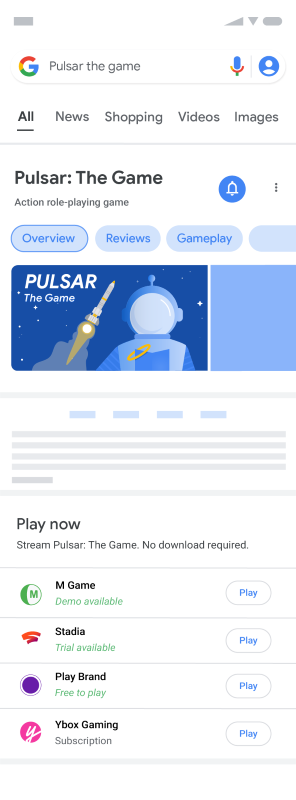 モバイル デバイスでの Play ゲーム アクションの画像