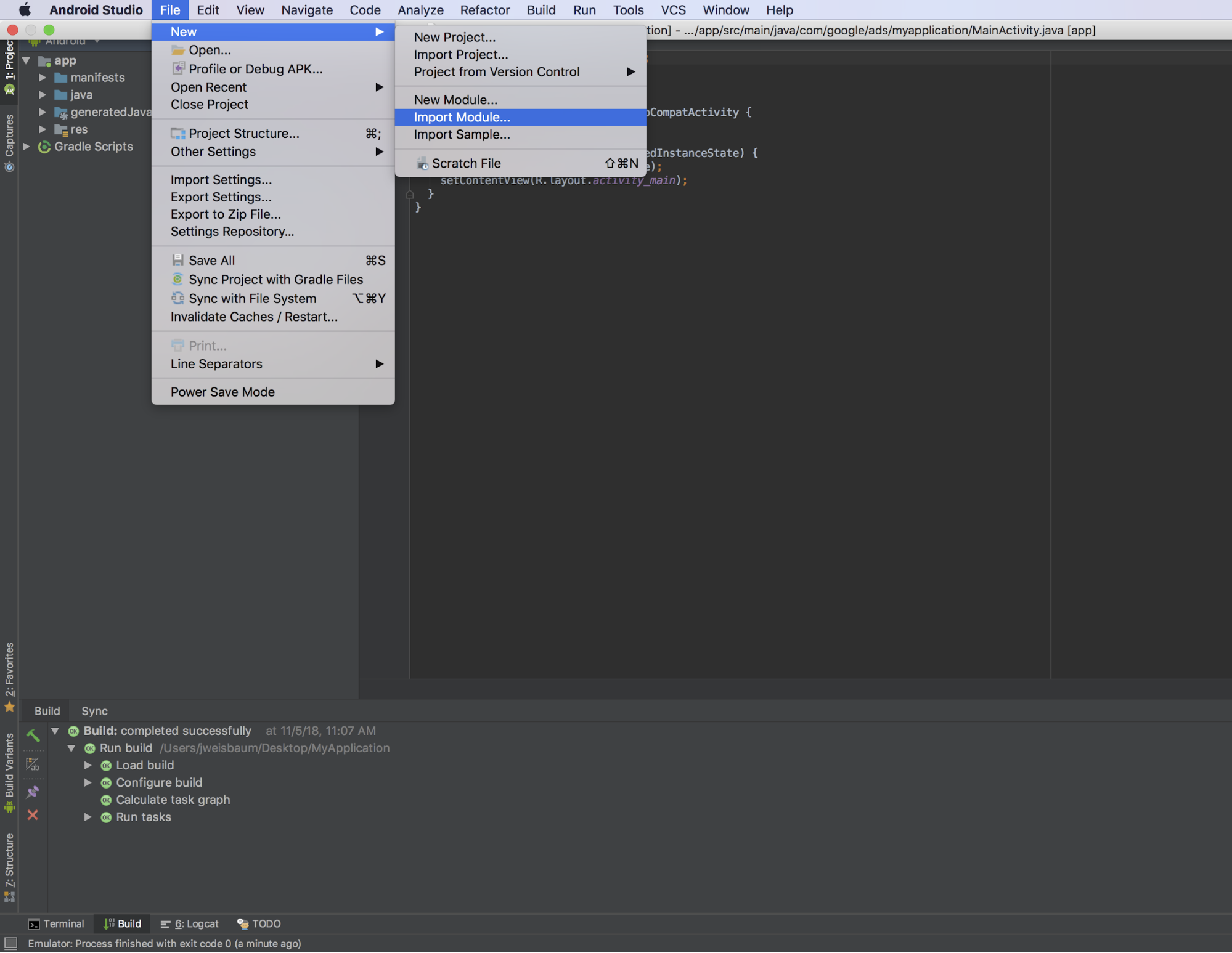 importer un modèle natif ;