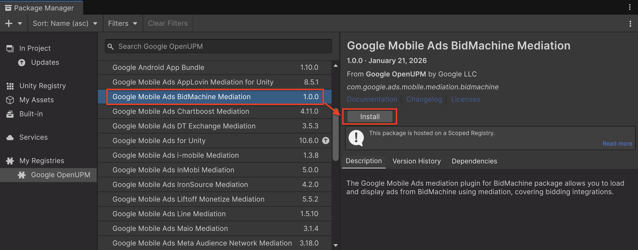 التثبيت من‫ OpenUPM