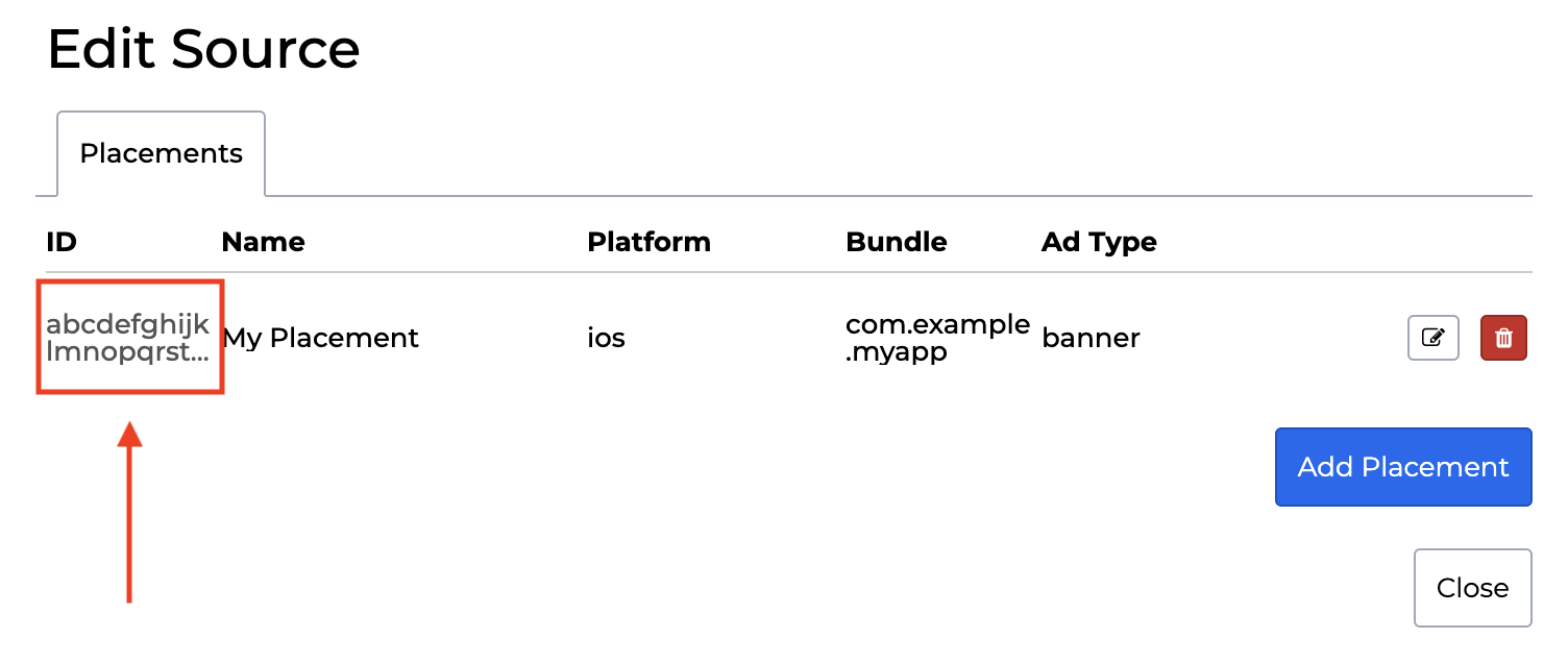 Placement-Details für iOS