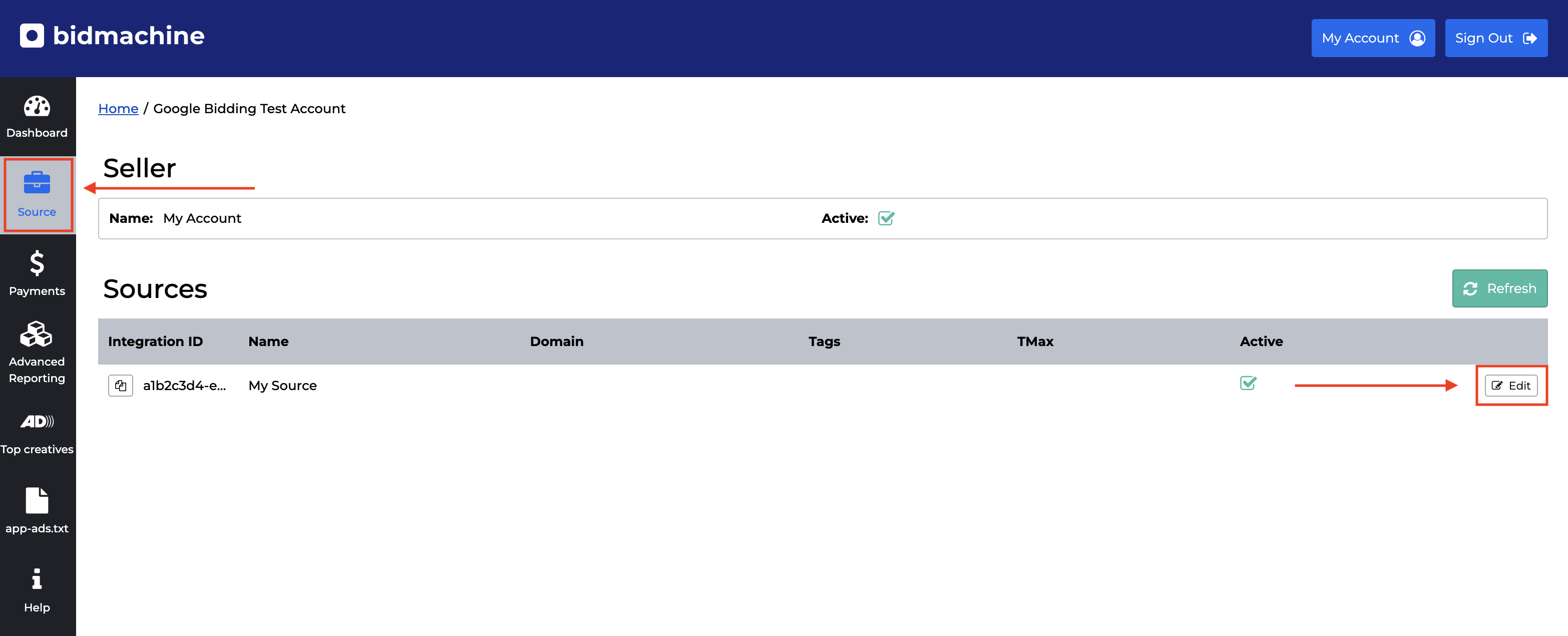Tableau de bord "Sources"