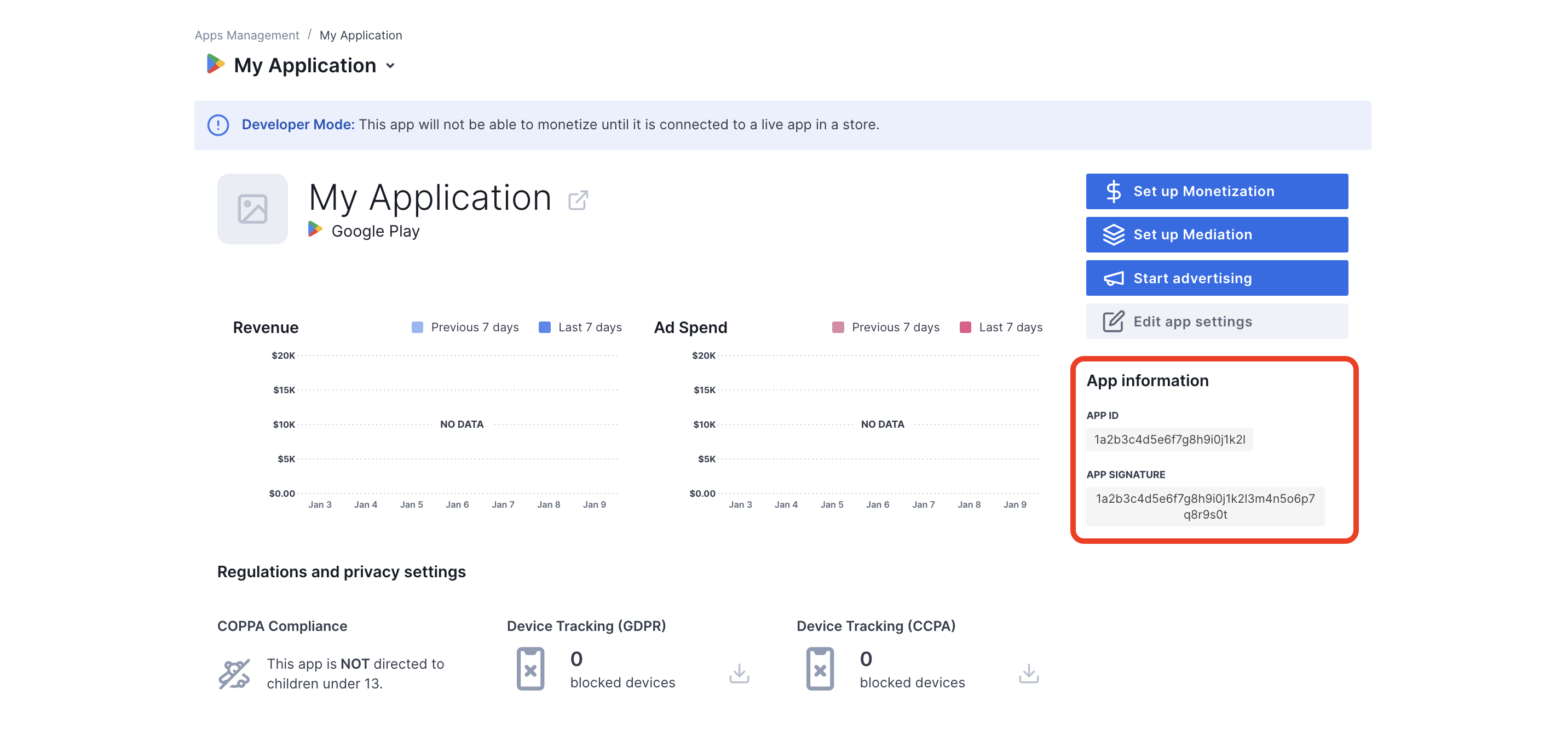 Configuración de la app