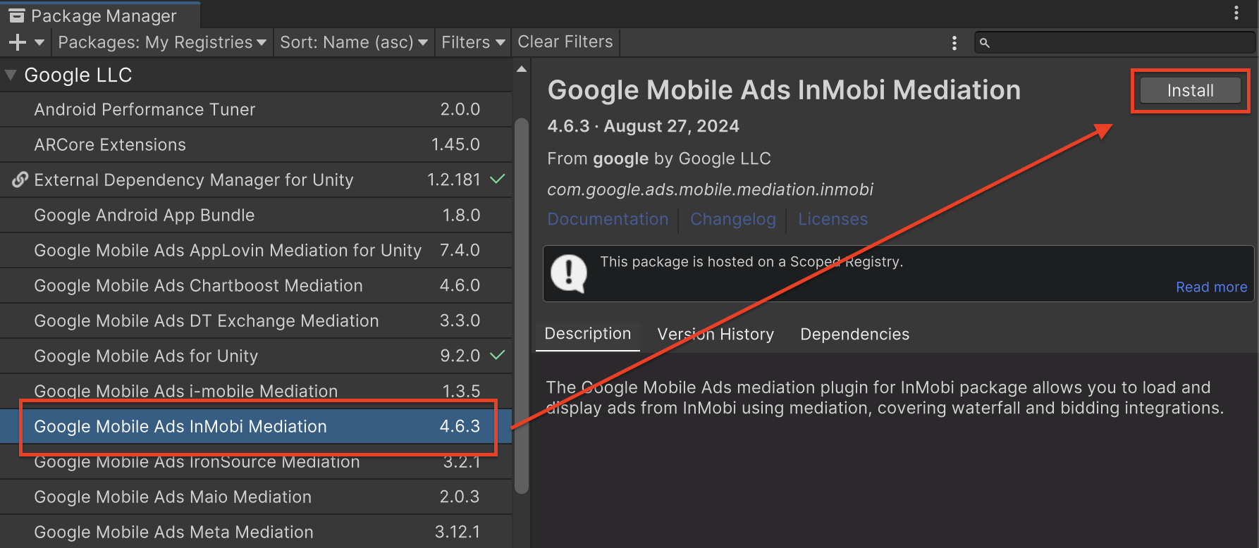 Installare da OpenUPM