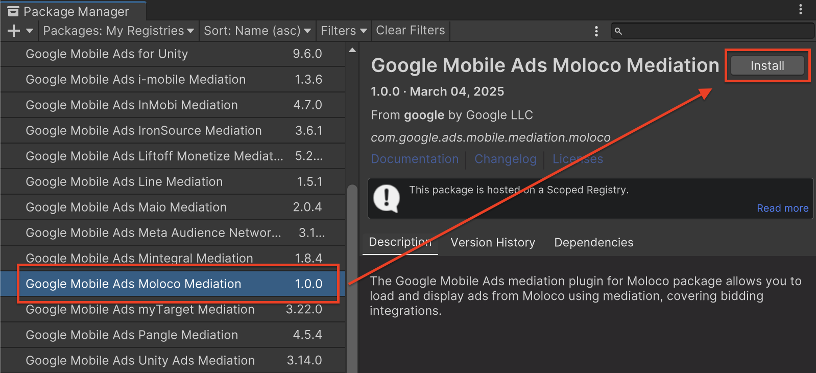 התקנה מ-OpenUPM