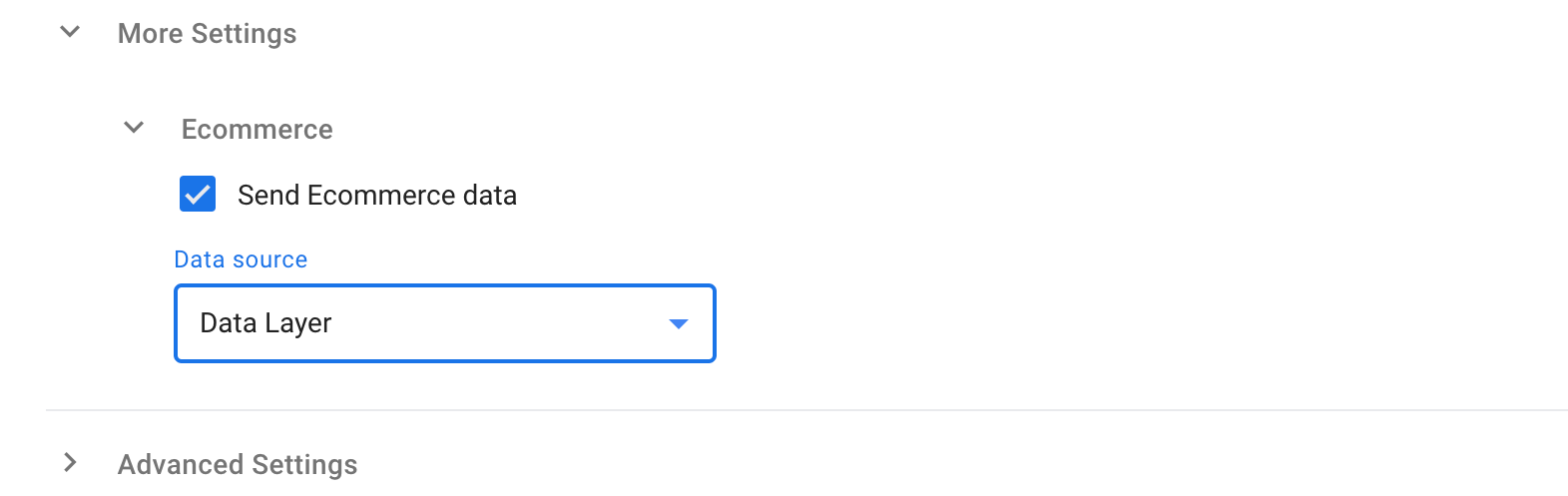 واجهة مستخدم &quot;إدارة العلامات من Google&quot; تعرض إعدادات علامة التجارة الإلكترونية