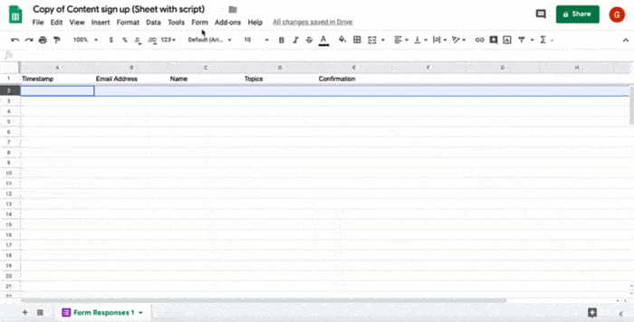 הדגמה של שליחת תוכן באמצעות Google Forms ו-Gmail