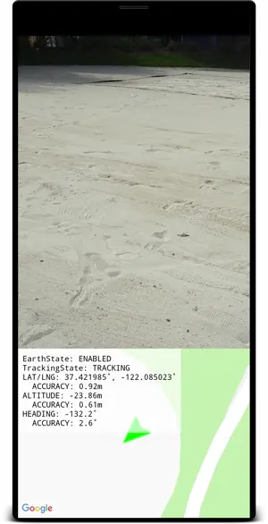 La freccia verde segue la tua posizione e la tua direzione.