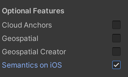 Semantik di iOS Diaktifkan di Fitur Opsional.