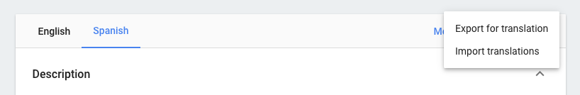 Capture d'écran des options d'exportation et d'importation sur la page d'informations de l'annuaire
