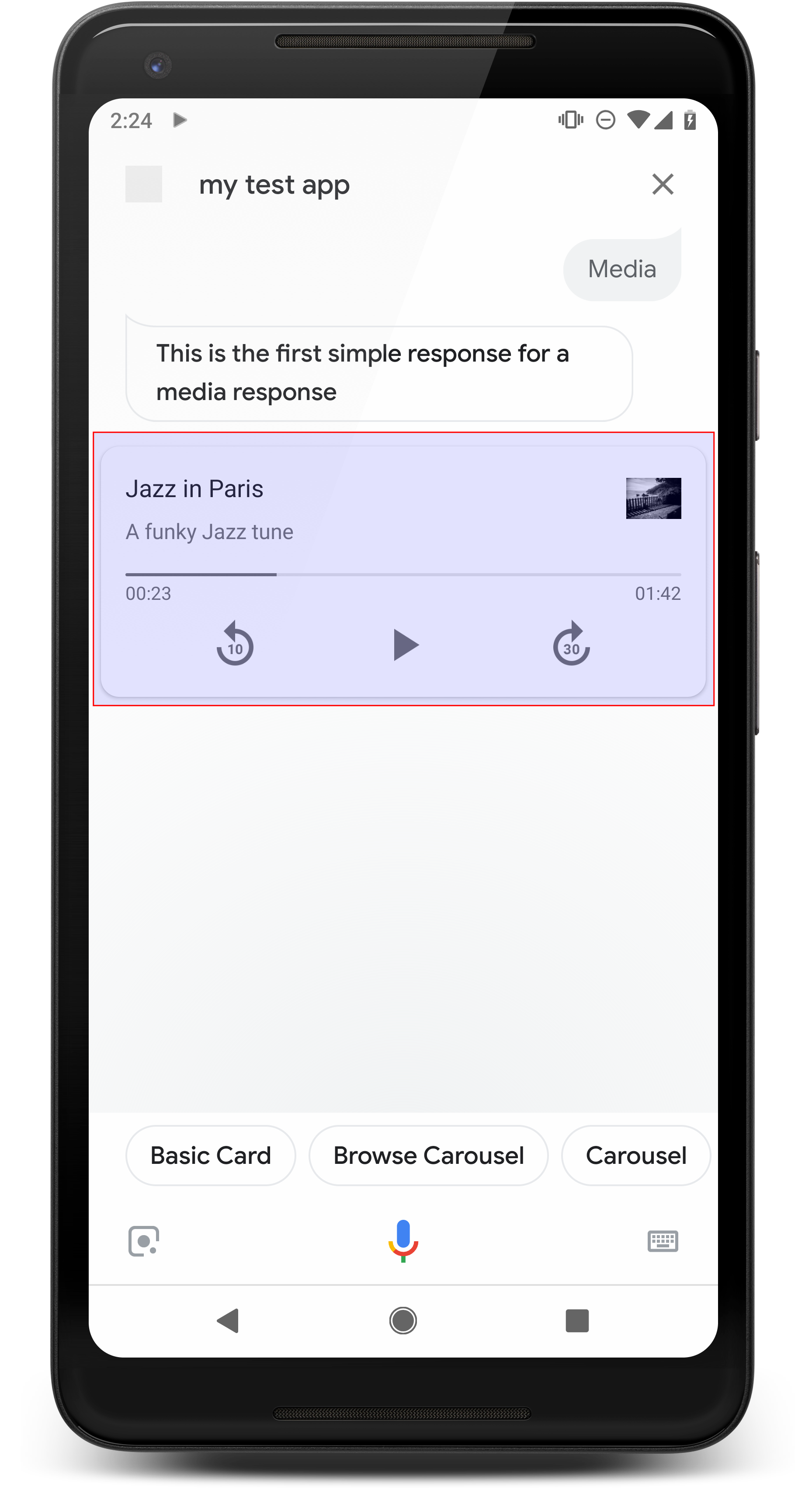 Exemple de réponse d'un média sur un smartphone