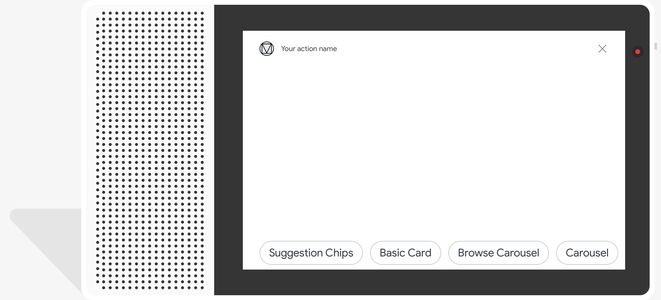 Ejemplo de chips de sugerencias en una pantalla inteligente