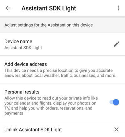 Change Settings in the Assistant App | Google Assistant SDK | Google for  Developers