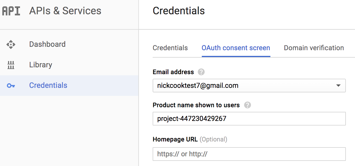 Configurer l'écran de consentement OAuth