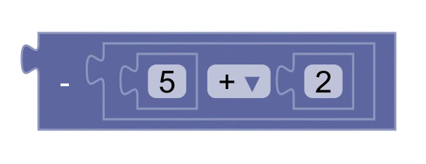 blocos que representam -(5 + 2);