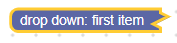 收合後的相同區塊。標籤為「drop down: first item」，右側邊緣呈鋸齒狀，表示已收合。