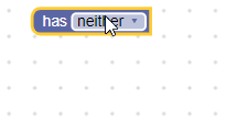 Ein animiertes GIF, das ein Drop-down-Feld mit drei Elementen zeigt: „weder“, „Aussage“ und „Wert“. Wenn „weder noch“ ausgewählt ist, hat sie keine Eingaben. Wenn „Aussage“ ausgewählt ist, ist ein Aussage-Eingang vorhanden. Wenn „value“ verbunden ist, hat es eine „value“-Eingabe.