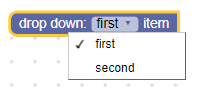 Open dropdown with two text options