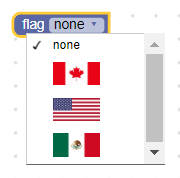 Dropdown-Feld mit Bildern und Text