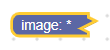The same block after being collapsed. It has the label "variable: *", where
"*" is the alt text for the image, and a jagged right edge to show it is
collapsed.