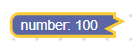 O mesmo bloco depois de ser recolhido. Ele tem o rótulo &quot;number: 100&quot; e uma borda direita irregular para mostrar que está recolhido.
