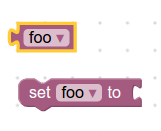 Getter and setter blocks for the variable
`foo`.