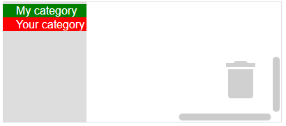 A toolbox with two categories. The category labels are both white, but their
background colors are different.