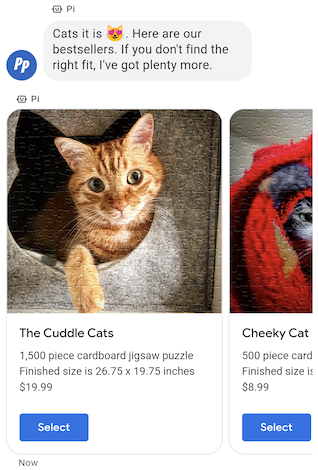 Carrossel de Rich Cards